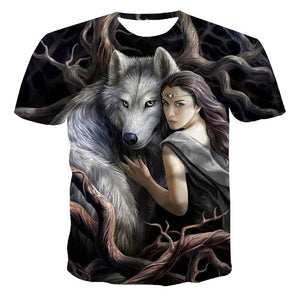 BlackTree Punk Style  Male  Casual  3D T-shirt.