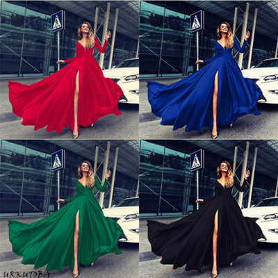 Fashion Women V Neck Long Maxi Dress for Evening Party..