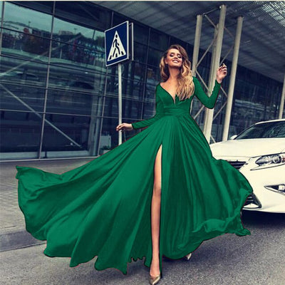 Fashion Women V Neck Long Maxi Dress for Evening Party..