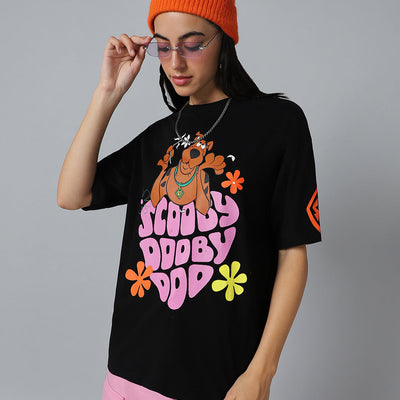 BlackTree Black Graphic Printed Oversized Dresses