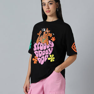 BlackTree Black Graphic Printed Oversized Dresses