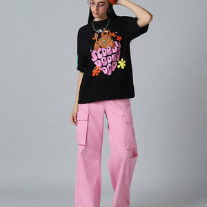 BlackTree Black Graphic Printed Oversized Dresses