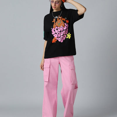 BlackTree Black Graphic Printed Oversized Dresses