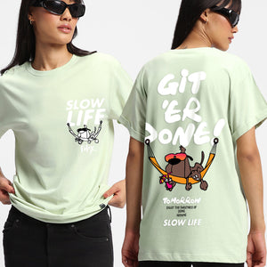 BlackTree Green Get it Done Graphic Printed dresses