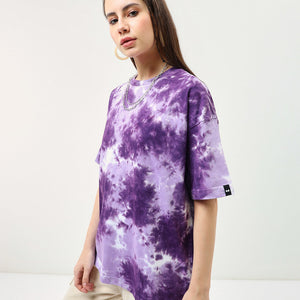 BlackTree Purple Tie & Dye Oversized Dresses