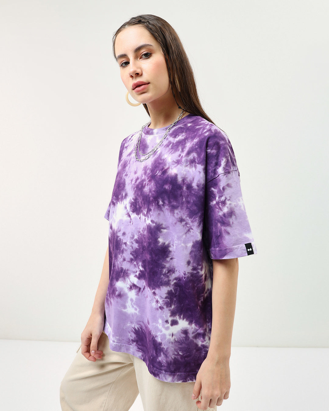 BlackTree Purple Tie & Dye Oversized Dresses