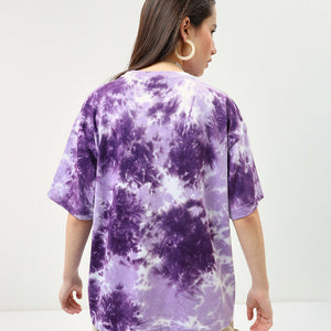 BlackTree Purple Tie & Dye Oversized Dresses
