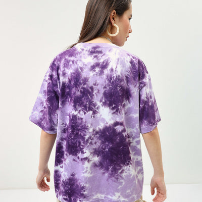 BlackTree Purple Tie & Dye Oversized Dresses