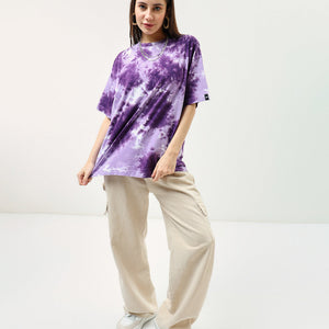 BlackTree Purple Tie & Dye Oversized Dresses