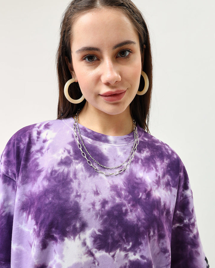 BlackTree Purple Tie & Dye Oversized Dresses