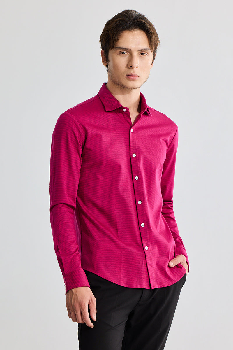 SNITCH EasyFlex Self Design Red Shirt - view 4