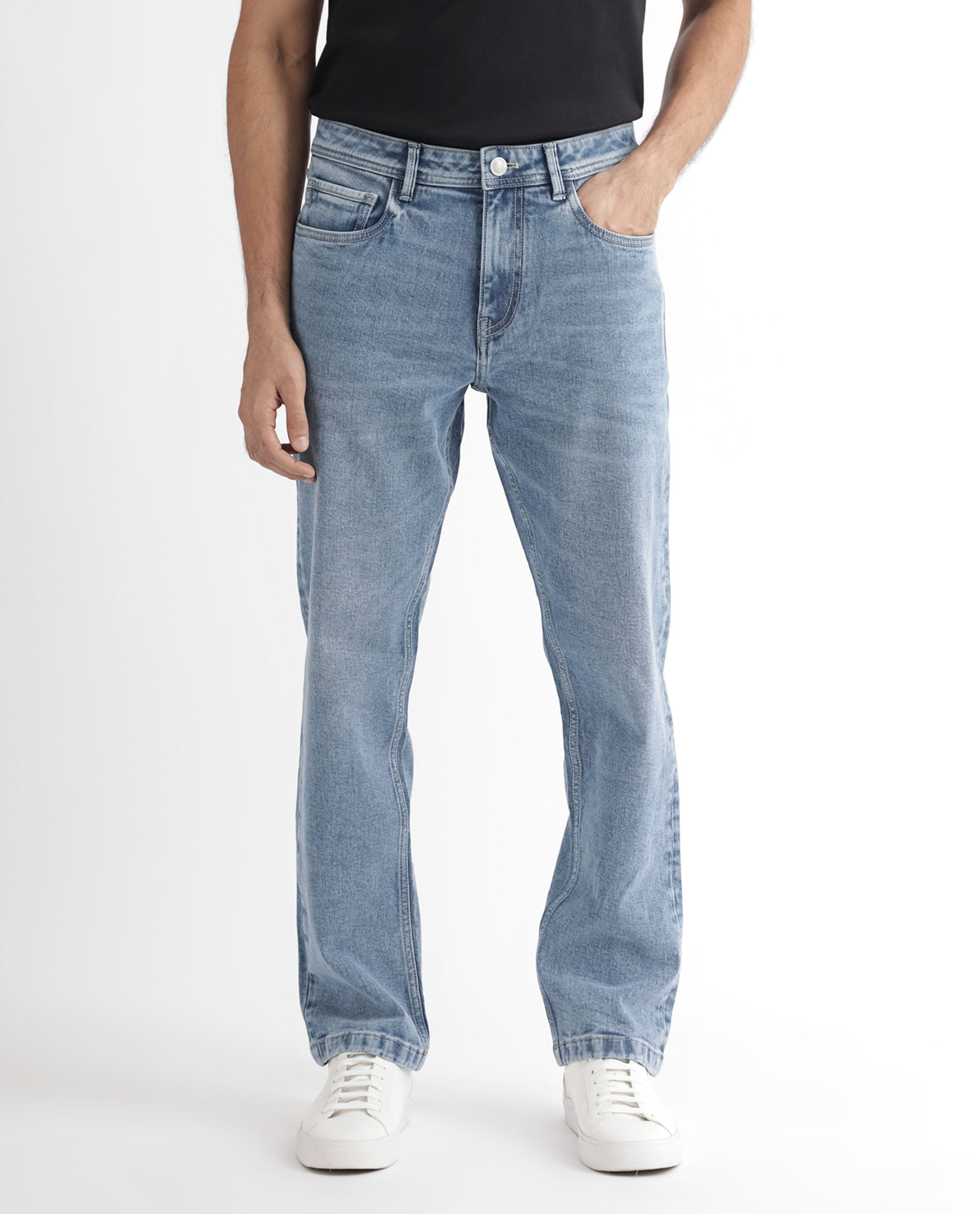 Rare Rabbit Men's Klune Blue Mid Wash Mid-Rise Regular Fit Jeans - view 5