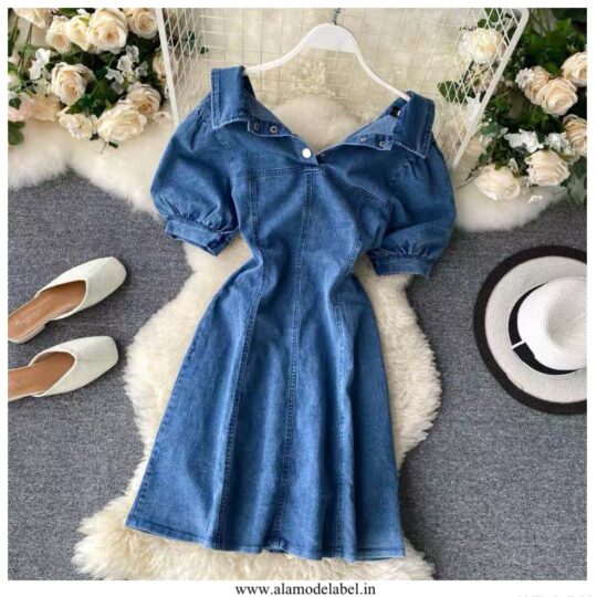 Alamode By Akanksha Calista Offshoulder Denim Dress - view 2