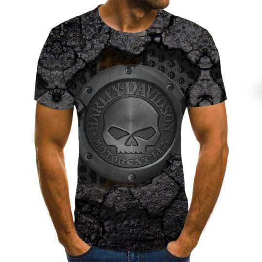 BlackTree Punk Style Male Casual 3D T-shirt.