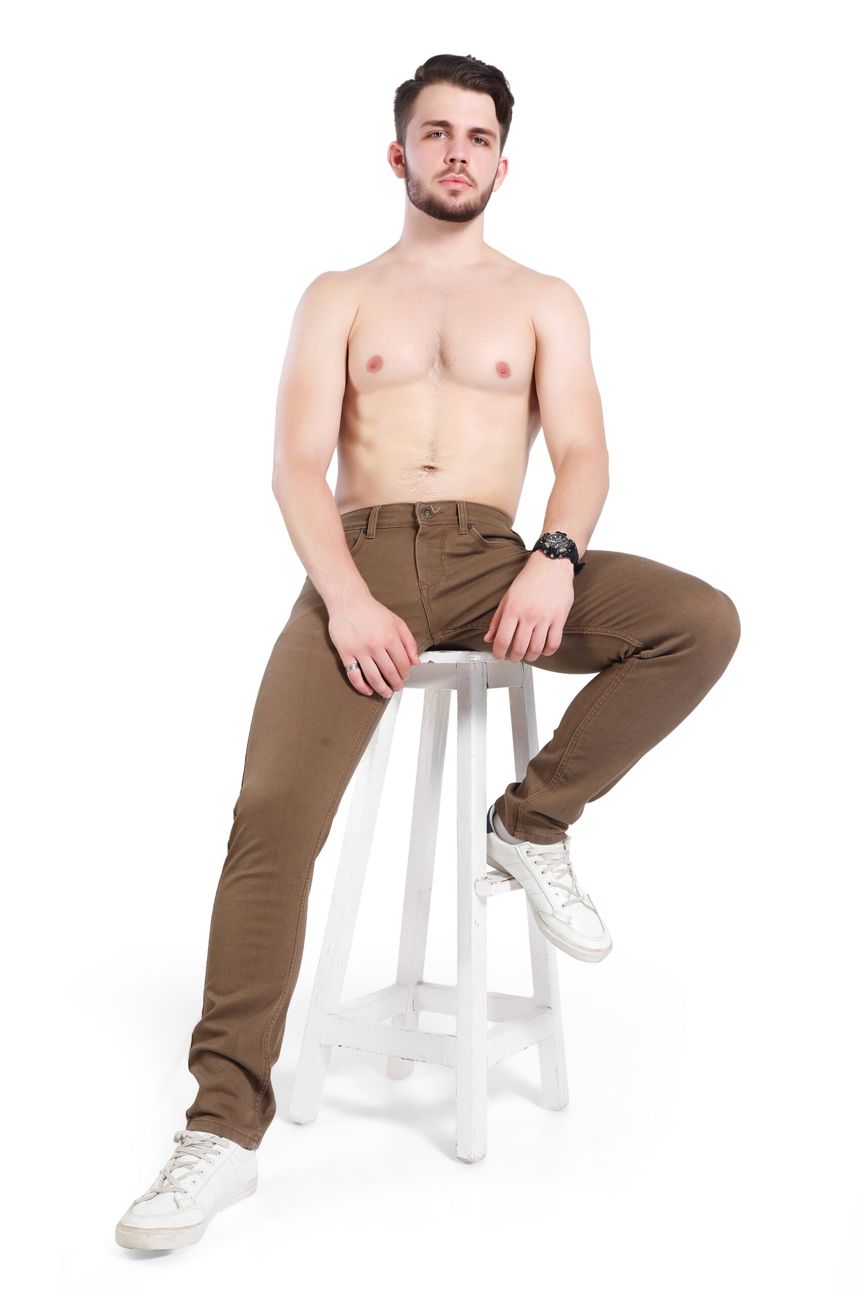 BLACKTREE TAN COLORED JEANS FOR MEN'S CASUAL SLIM-FIT BT008 B..