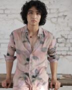 Rare Rabbit Men's Donac Dusky Olive Viscose Fabric Full Sleeves Abstract Print Shirt