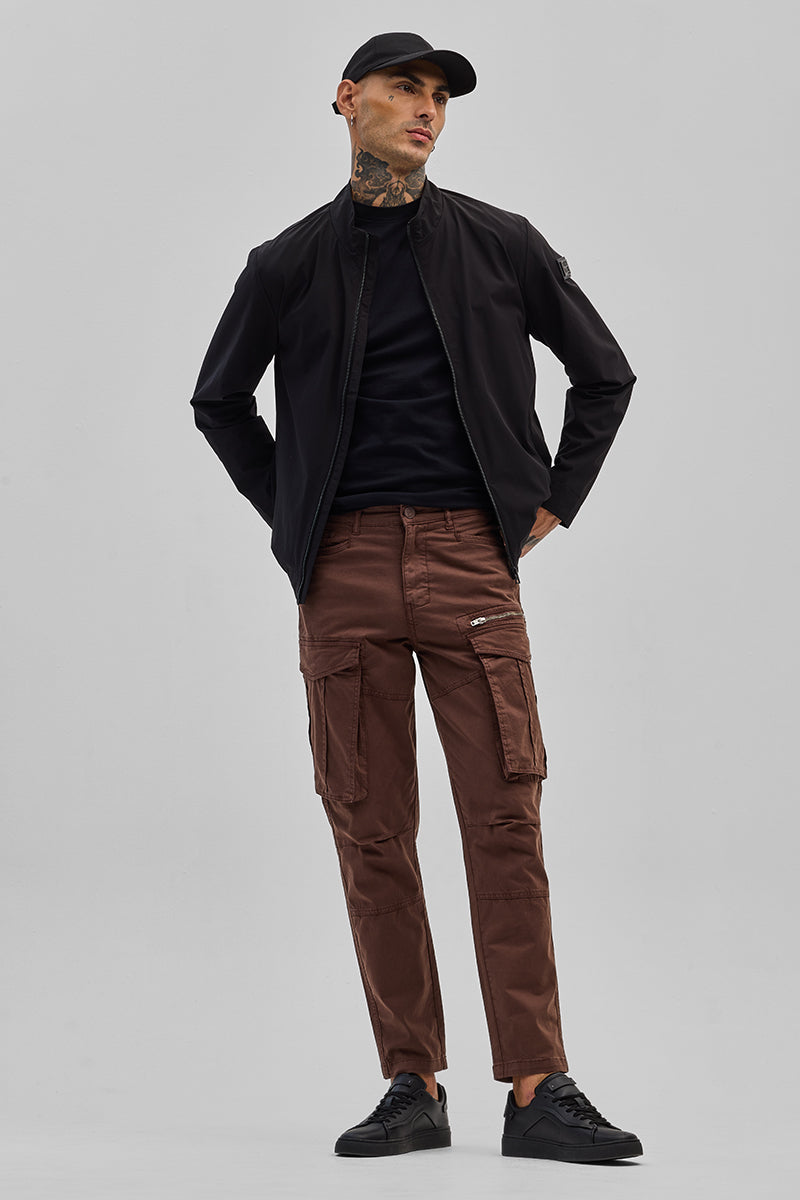 SNITCH Copper Brown Relaxed Fit Cargo Pants - view 4