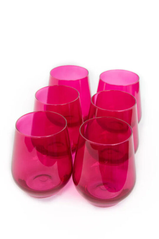Estelle Colored Glass Estelle Colored Wine Stemless - Set of 6 {Viva Magenta (Our Fuchsia)}. - view 2