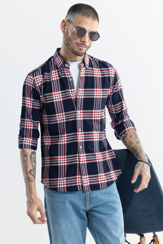 SNITCH Boldsquare Navy Checks Shirt