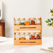 Nestasia Set Of 10 Glass Jars With Wooden Storage Rack For Kitchen