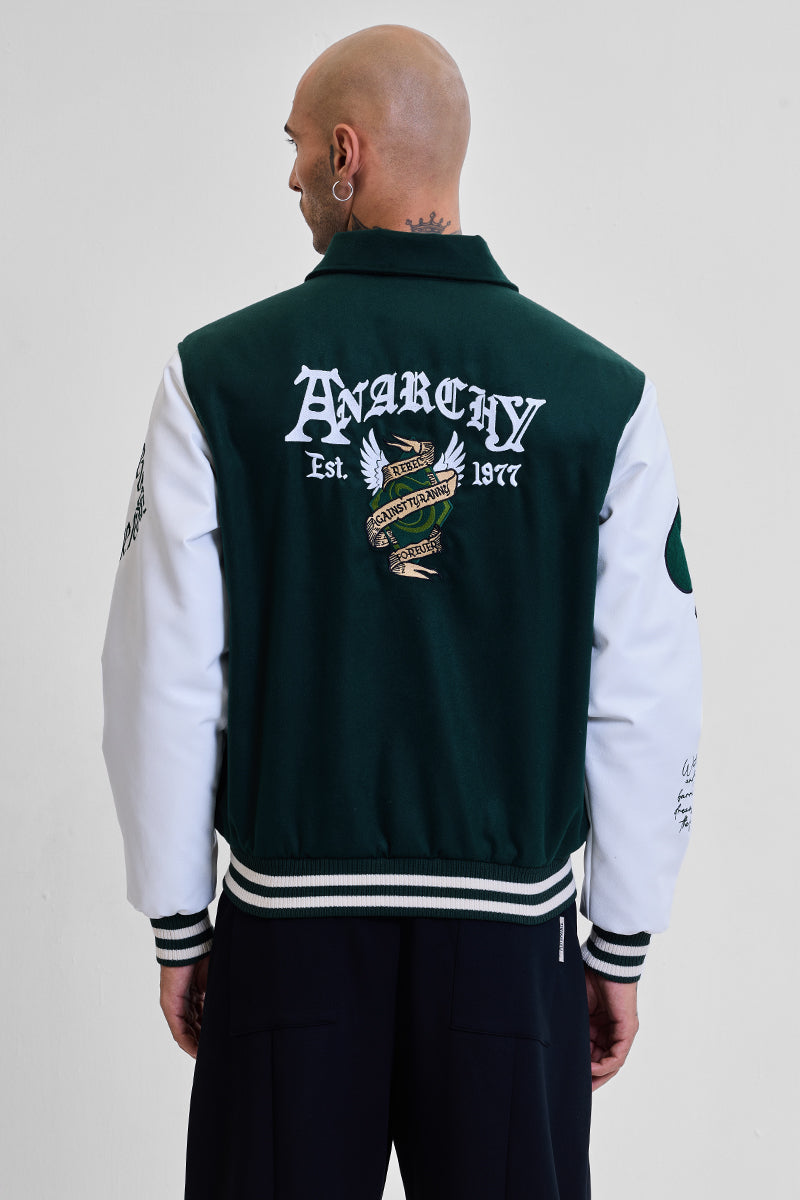 SNITCH Legends Anarchy Dark Green Varsity Jacket - view 9