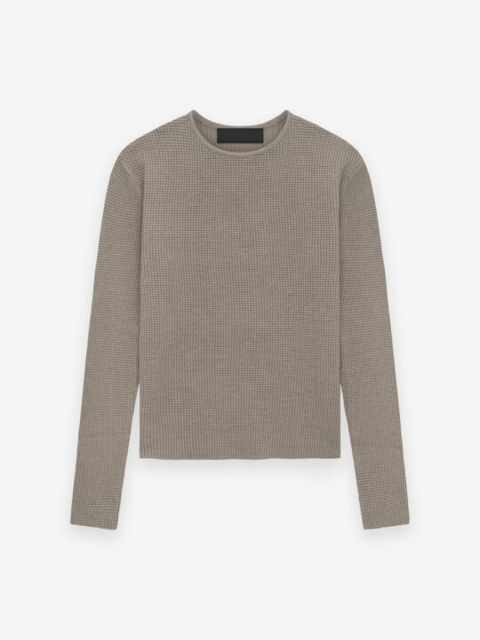 ESSENTIALS Women's Waffle Fitted Long Sleeve Sweater - view 2