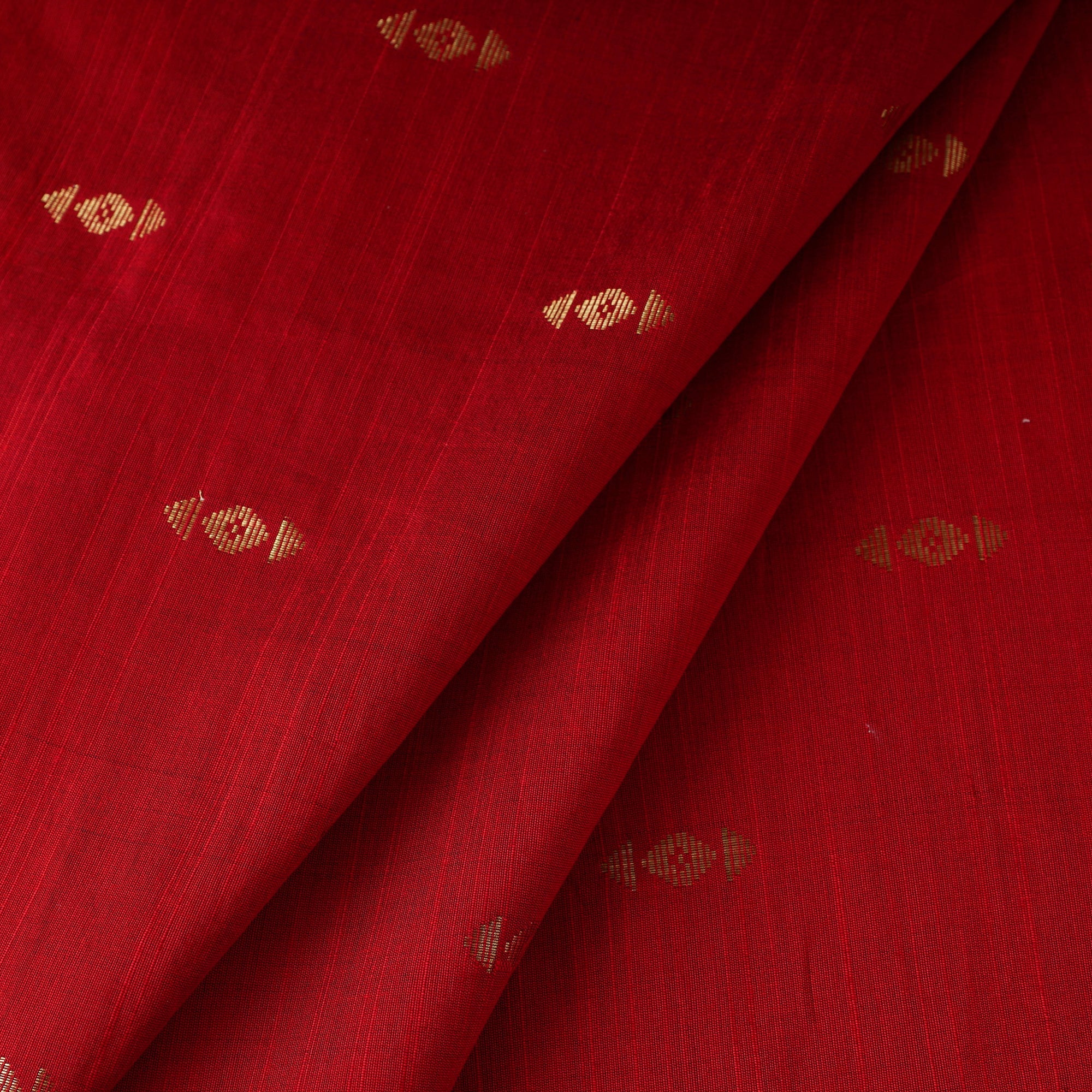 ITOKRI CRAFTS INITIATIVE Red - Zari Buti Spun Dupion Viscose Silk Plain Fabric 10 - view 2