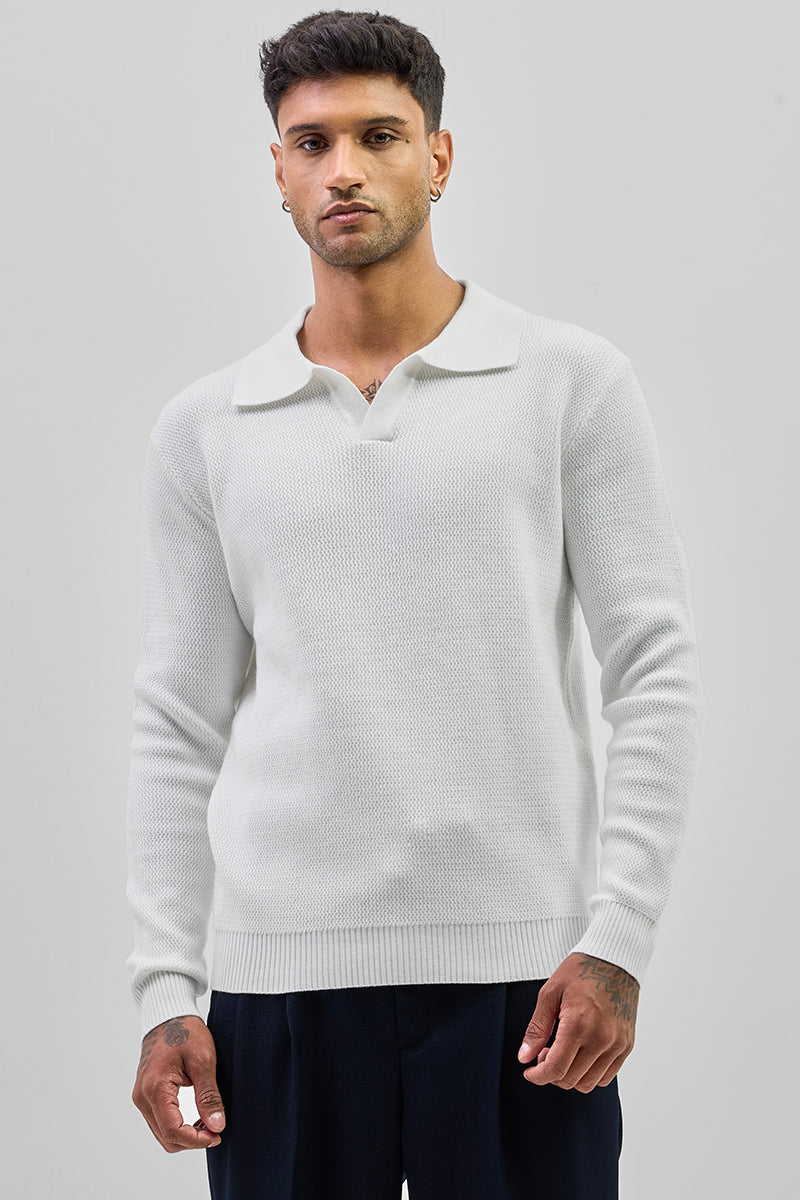 SNITCH White Knitted Polo Sweater - view 7