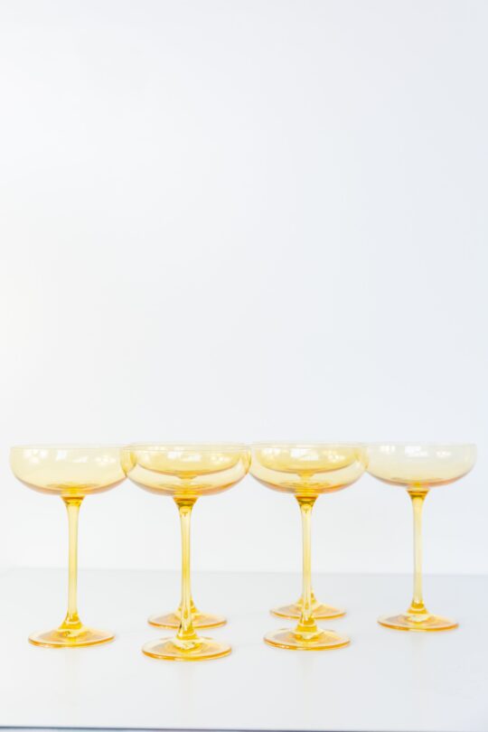 Estelle Colored Glass Estelle Colored Champagne Coupe Stemware - Set of 6 {Yellow} - view 2