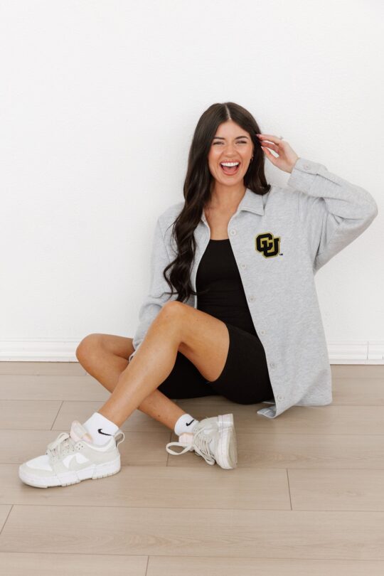 MADI X GC Colorado Buffaloes Way To Go Soft, Long Sleeve Cotton-blend Collared Overshirt With Button Cuffs By Madi Prewett Troutt - view 2