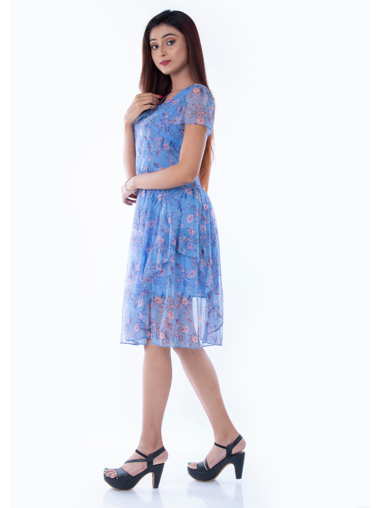 Floral Columbia blue Dress.