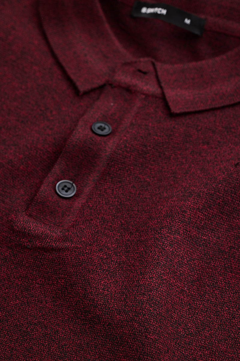 SNITCH Maroon Knitted Polo Sweater - view 2