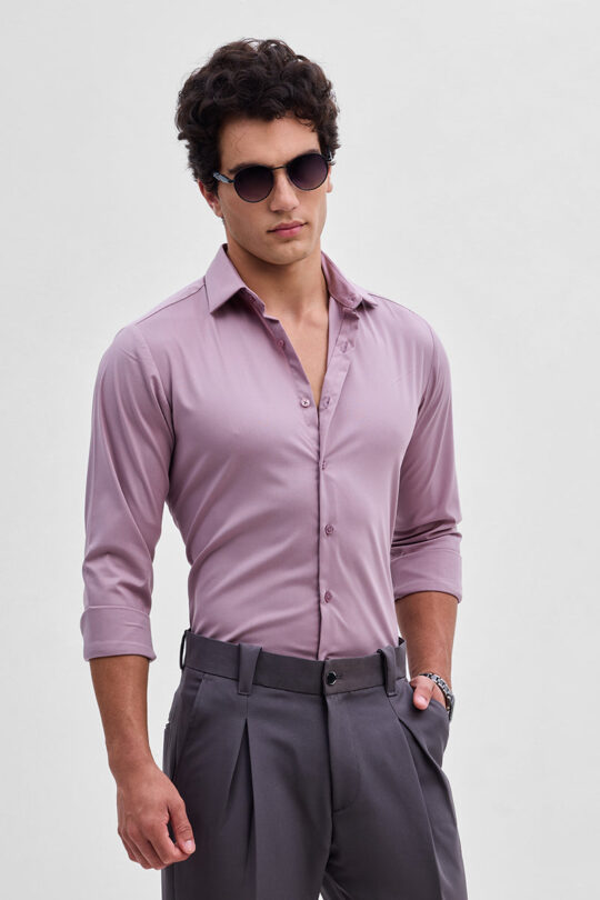 SNITCH Lilac Slim Fit Stretch Shirt