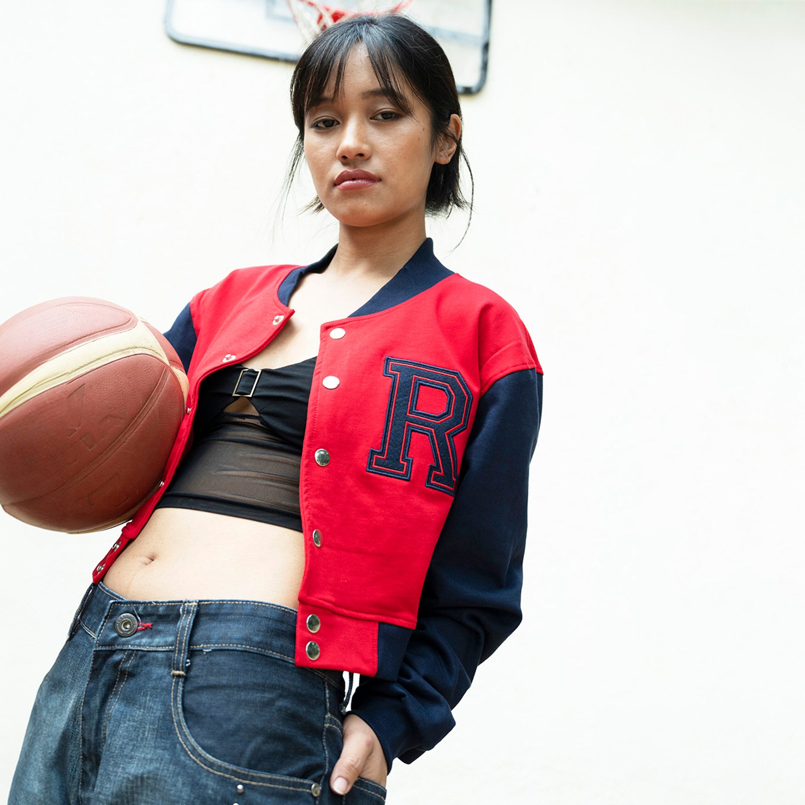 IZF Red Crop Varsity Jacket - view 5