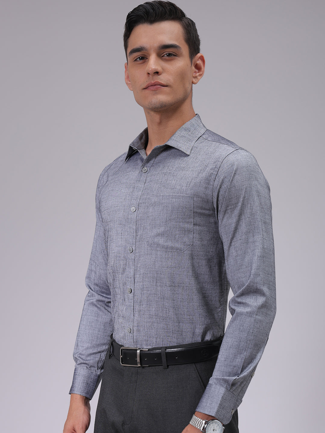 Luxe by TIGC Men's Black Slim Fit Solid Formal Shirt - view 3