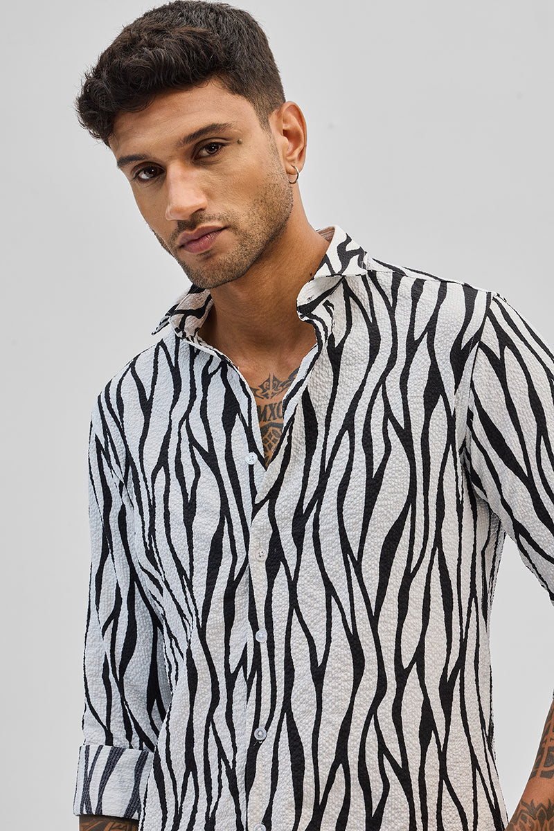 SNITCH White Abstract Printed Shirt - view 4