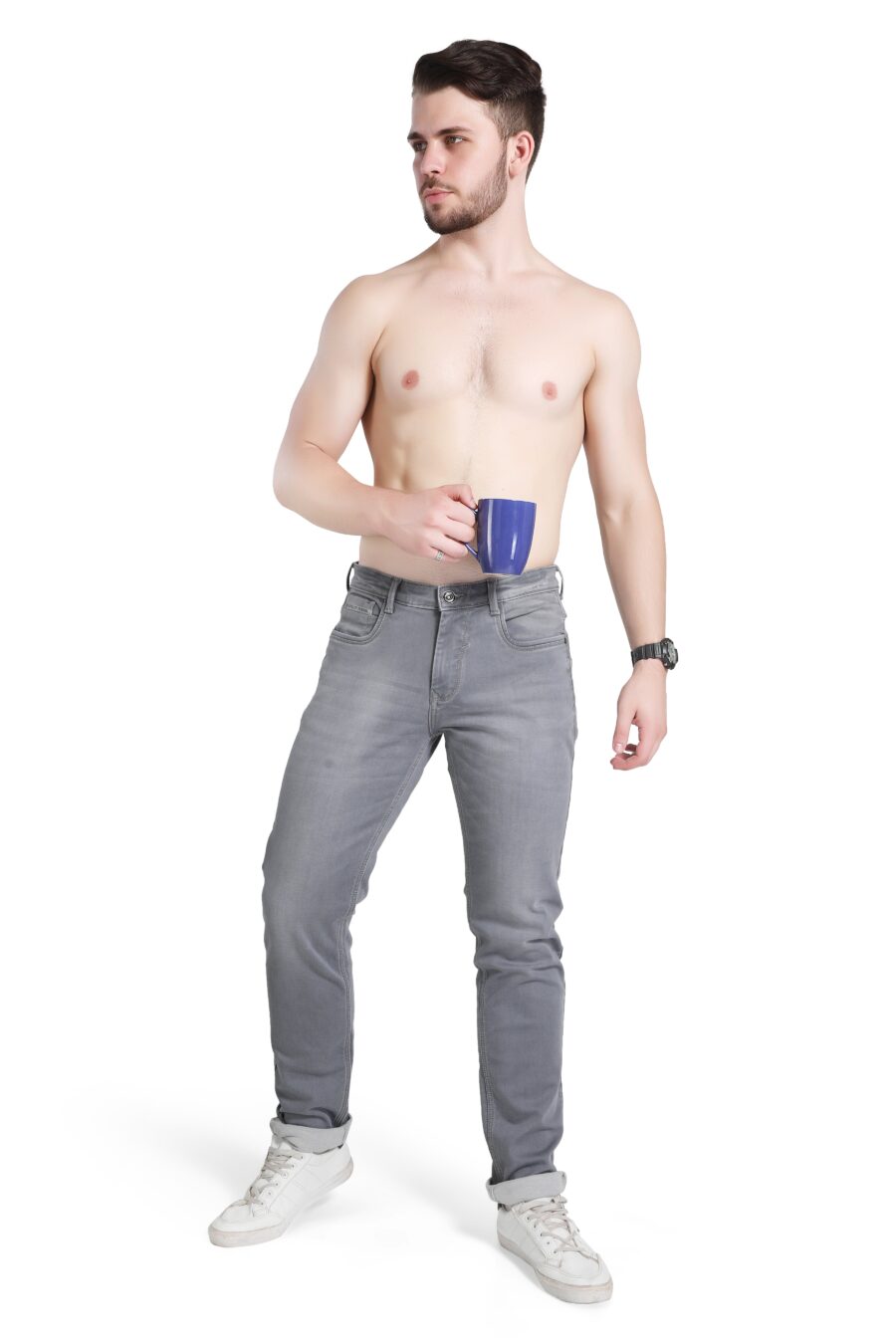 BLACK TREE MEN'S SKINNY FIT GREY STREET STYLE JEANS BT0015..