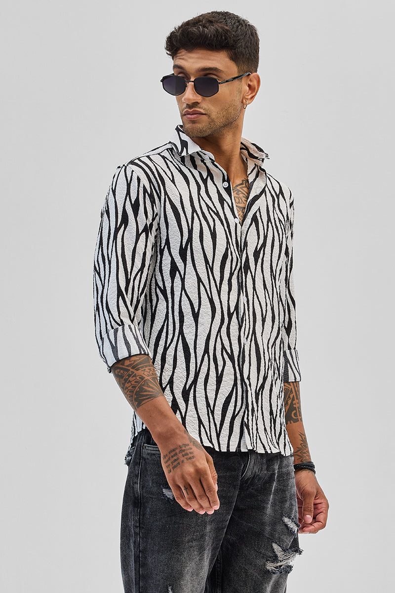 SNITCH White Abstract Printed Shirt - view 5