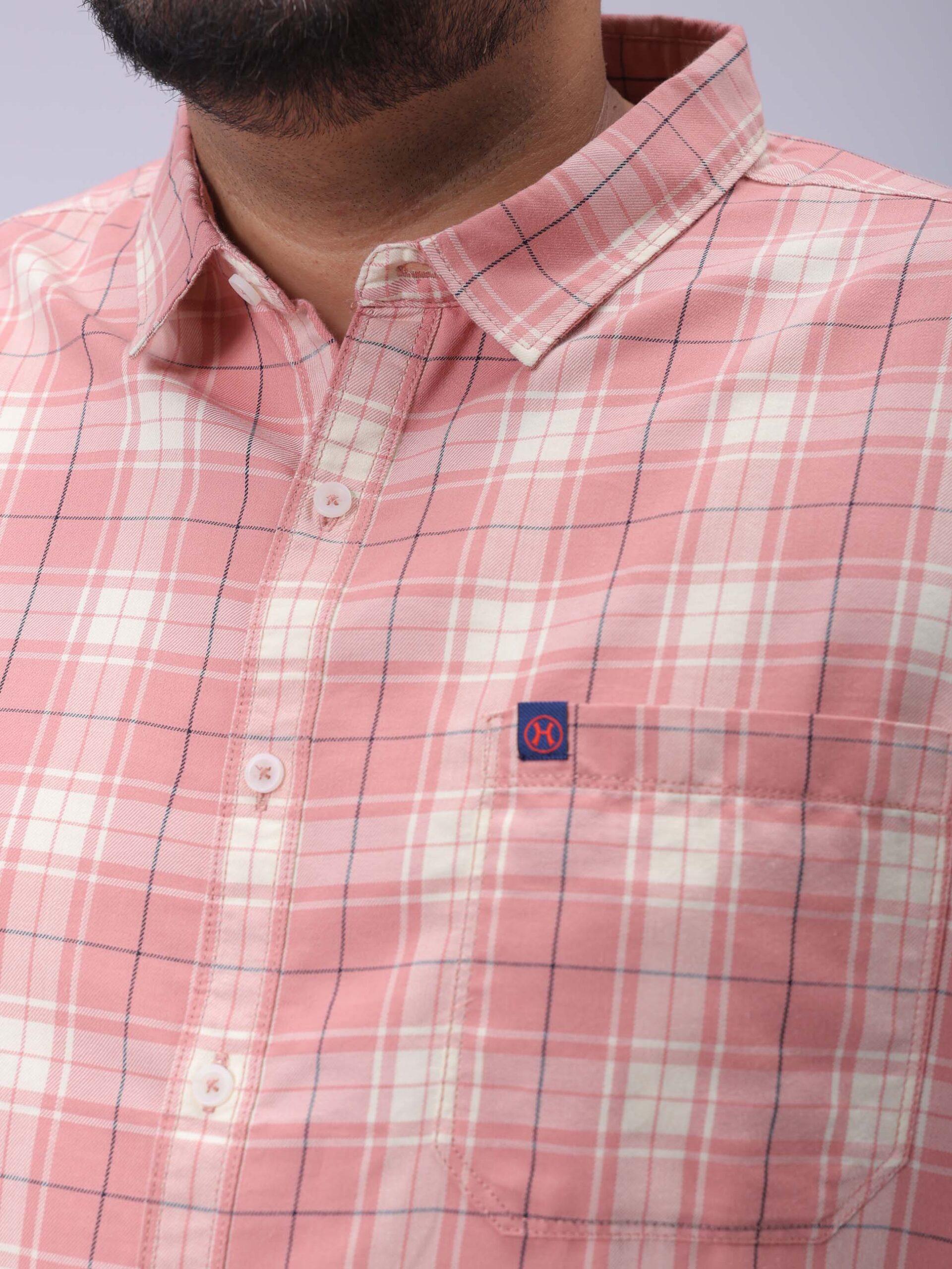 HARDSODA Men's Plus Size Pink Regular Fit Checked Casual Shirt - view 6