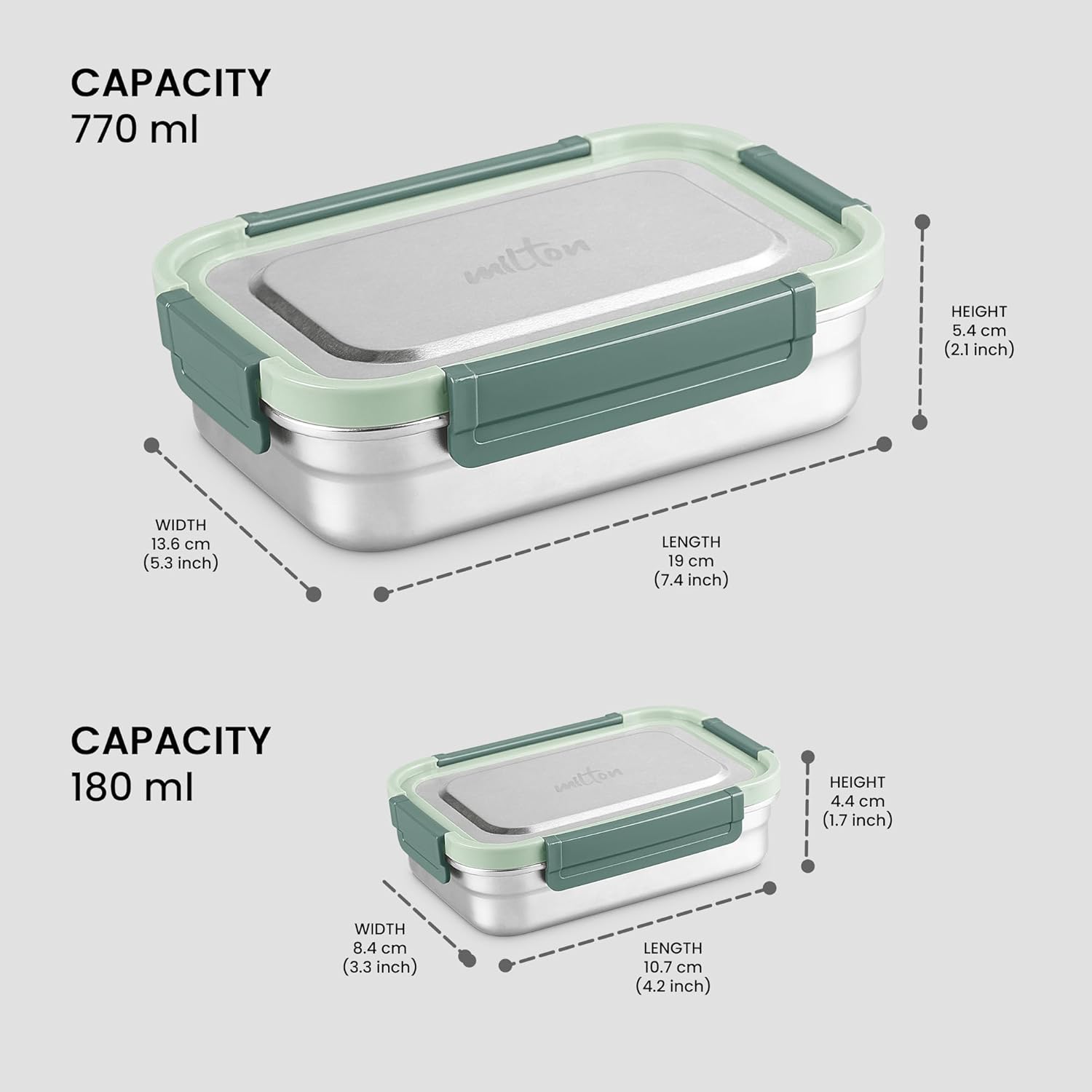 Milton Home Meal Stainless Steel Airtight Leak Proof Lunch Box | Set of 2 - view 13