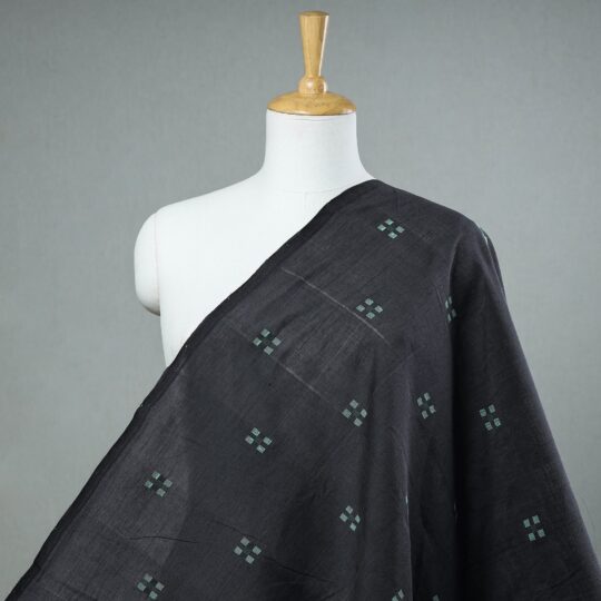 CREYO Black - Srikakulam Jamdani Buti Pure Handloom Cotton Fabric