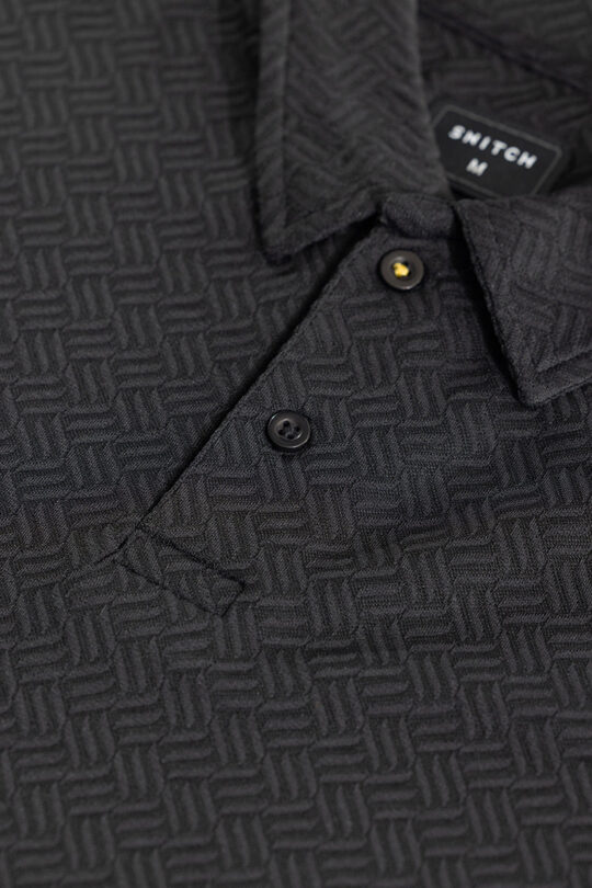 SNITCH Triline Knit Black Polo T-Shirt - view 2