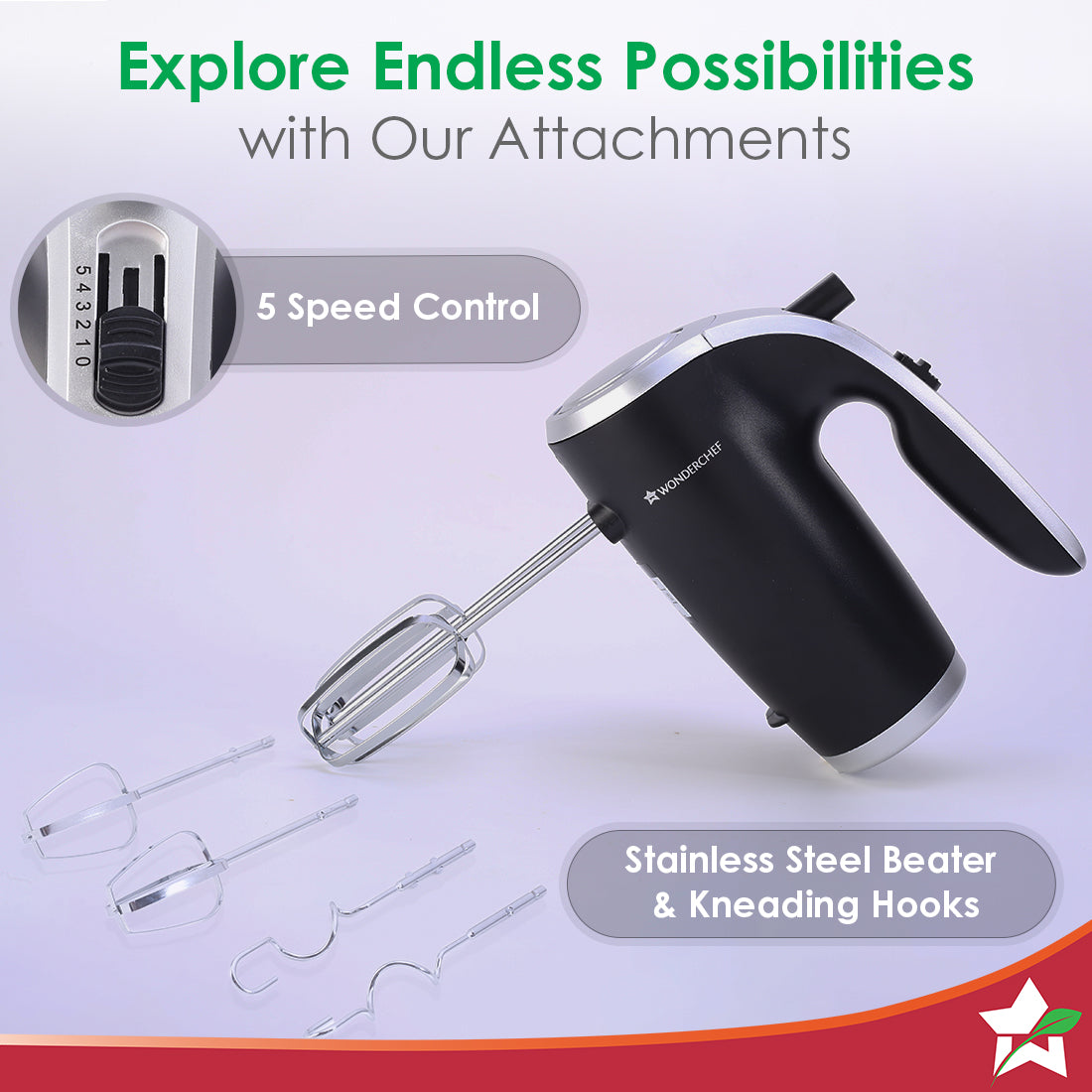 Wonderchef Renewed Onyx 5 Speed Electric Hand Mixer - view 4
