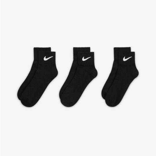 Nike | Performance Lightweight Training Ankle Socks (3 Pairs) { Black/white - view 2