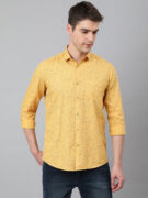 BlackTree Men Yellow Standard Fit Printed Casual Shirt