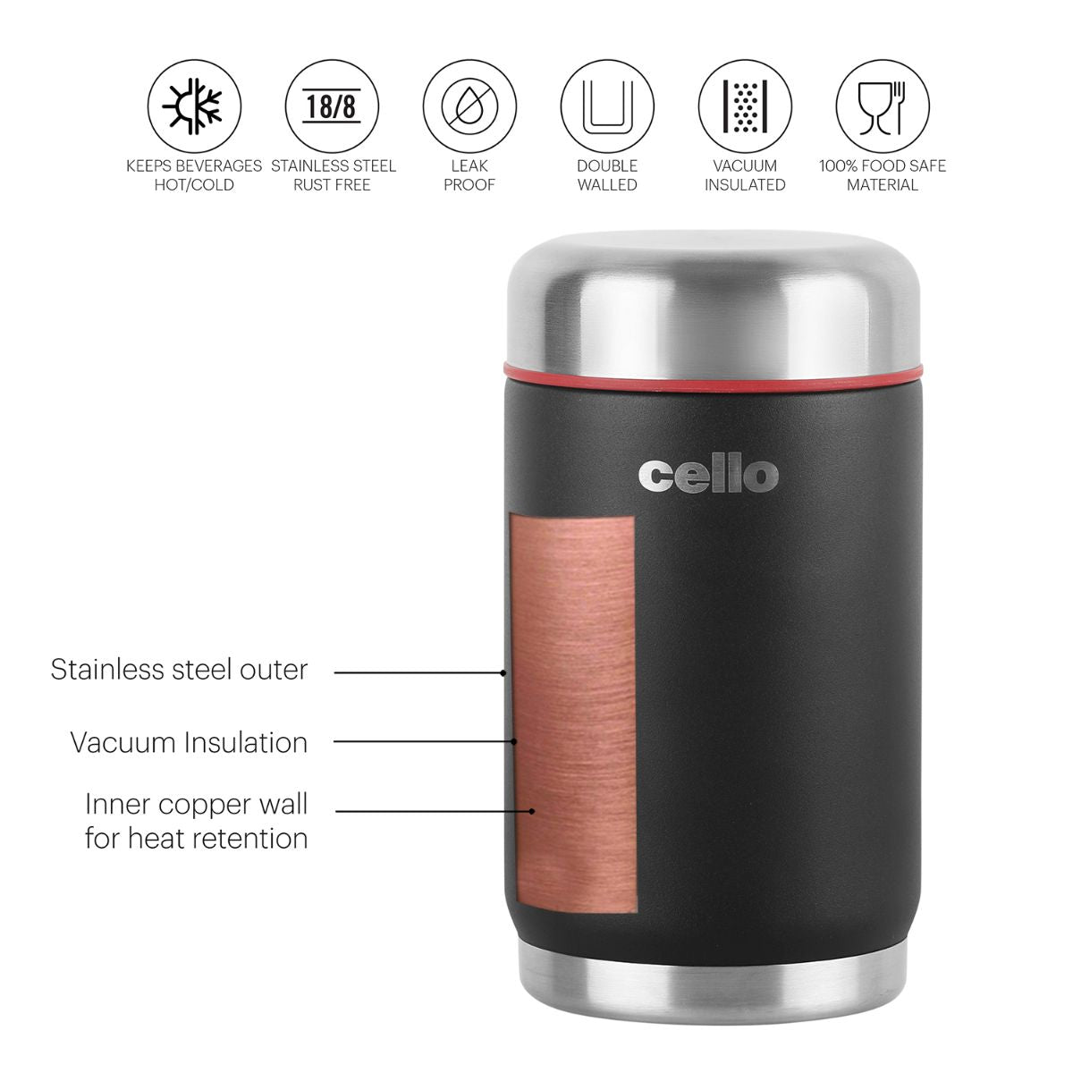 Cello Duro Supee Flask, Insulated Soup Jar - view 11