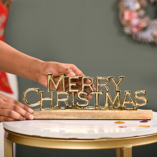 Nestasia Engraved Merry Christmas Decor Showpiece Gold - view 2
