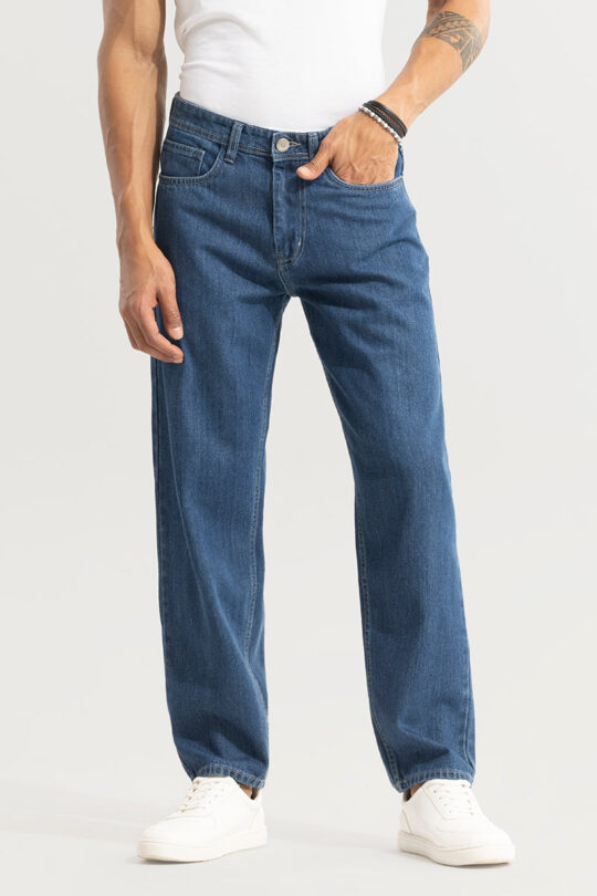 SNITCH Funkflex Blue Baggy Fit Jeans