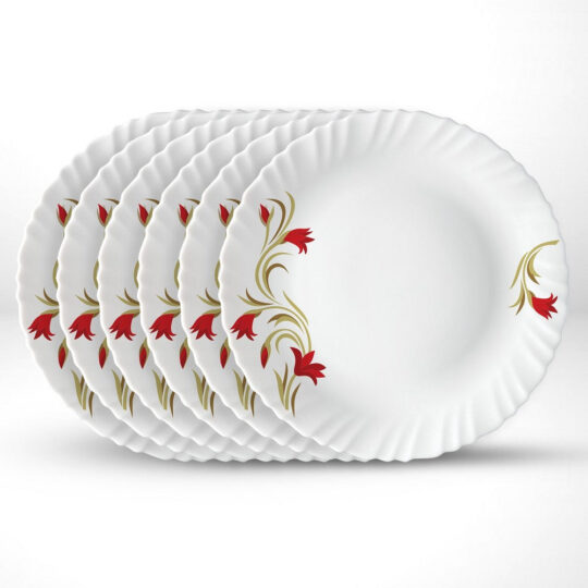 My Borosil Larah by Borosil Red Lily Full Plate Set