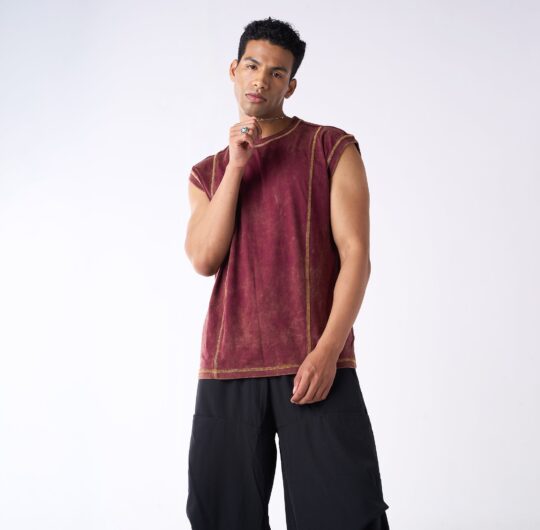 IZF Crew neck oversized vest with contrast embroidery